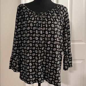 Michael Kors Black and White Paisley Blouse